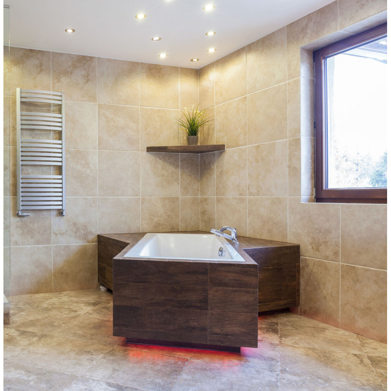 Ivory 18" x 18" Travertine Marble Look Wall & Floor Tile