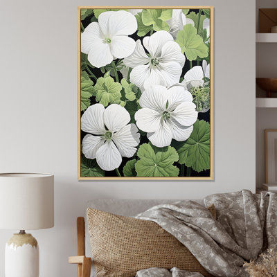 " Minimalism White And Green Geraniums "