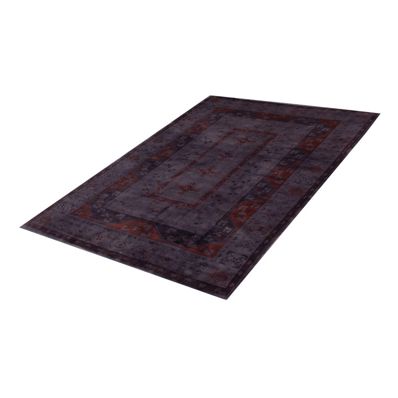 Tapis unique en laine mauve à transition de couleur noué à la main 6 pi 6 po x 9 pi 2 po