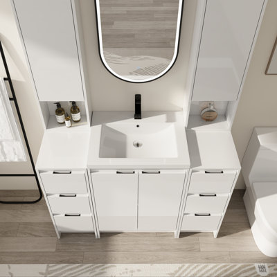 48" Vanity Set with Medicine Cabinets - Single Sink Storage