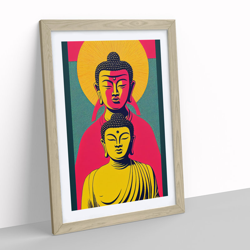 Two Buddha - Framed Print, Oak Framed, 34cm H x 25cm W x 2cm D
