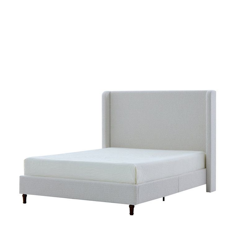 Grand lit tapissier Harper, Blanc crème, Grand