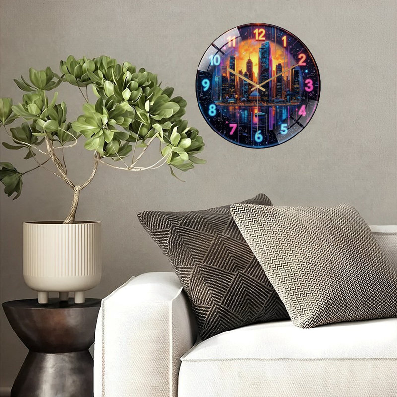 Horloge murale DEL moderne avec art urbain - 12 po