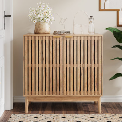 Sideboard Cabinet,Fluted Accent Cabinet with Two Doors & Shelves,Freestanding TV Stand,Coffee Bar for Living Room by Latitude Run