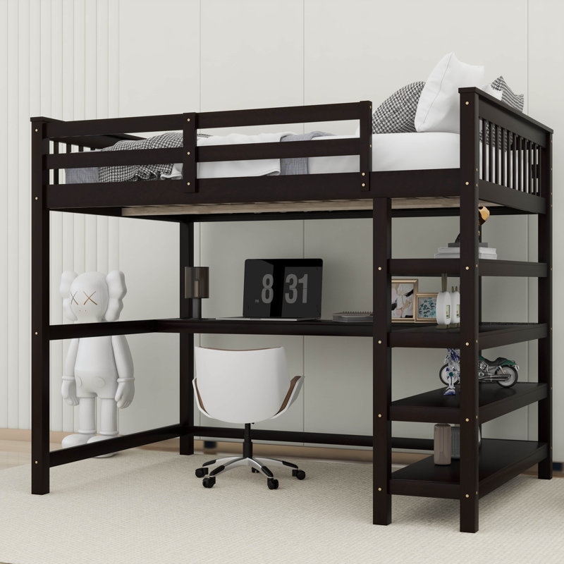 Hawwah Kids Full Loft Bed, Espresso