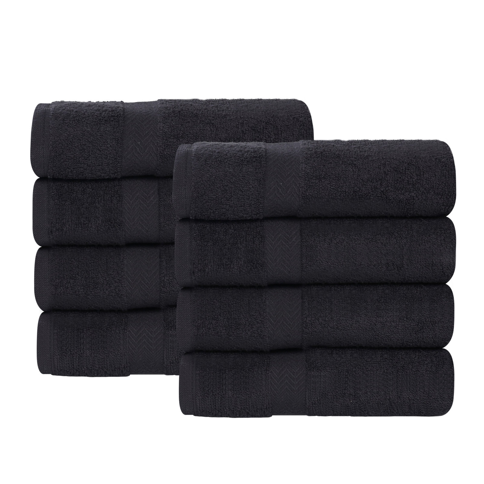Quick-Drying Cotton Washcloth, Black, 8 Pieces Towel Set
