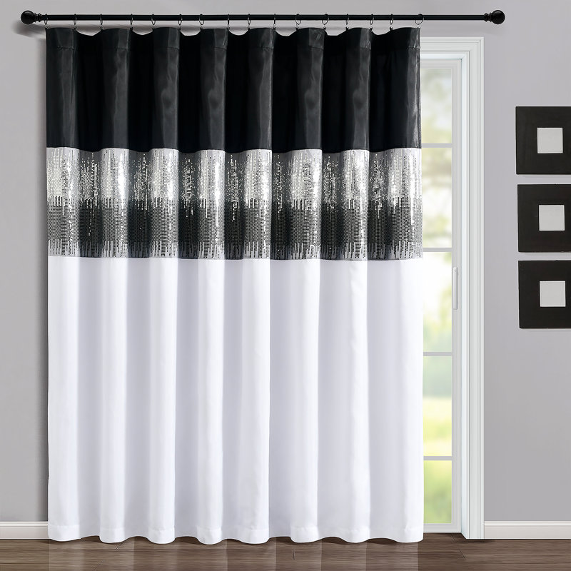 Semi Sheer Curtain Single Panel, Black