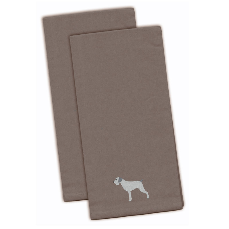 Serviette de cuisine à braque avec pointeur allemand allemand brodé, Gris, H 28 po x l 19 po x P 0,1 po