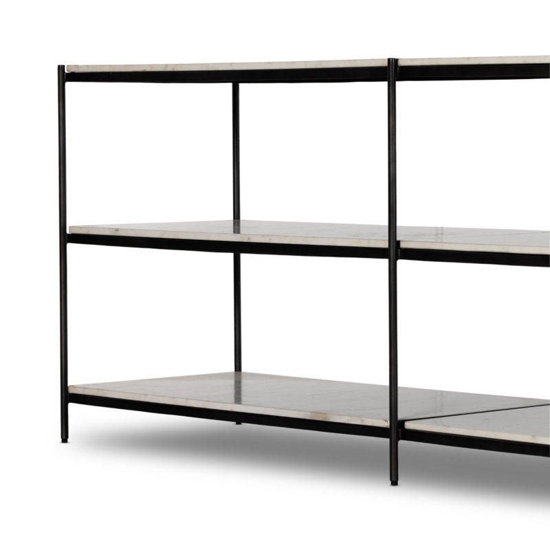Felix Large Console Table - Antique Brass, White/Polished White Marble