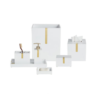 Ensemble d'accessoires de salle de bain blanc / laiton 7 pièces Houston Street