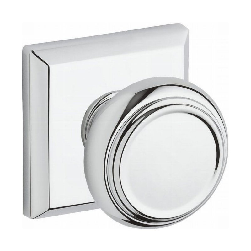 Traditional Single Dummy Door Knob with Traditional Square Rose, Polished Chrome