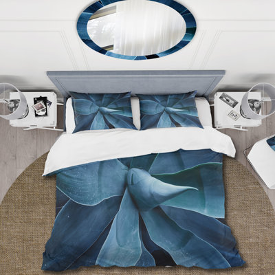 Gros plan d'une agave bleue - ensemble de housse de couette tropical - microfibre de polyester