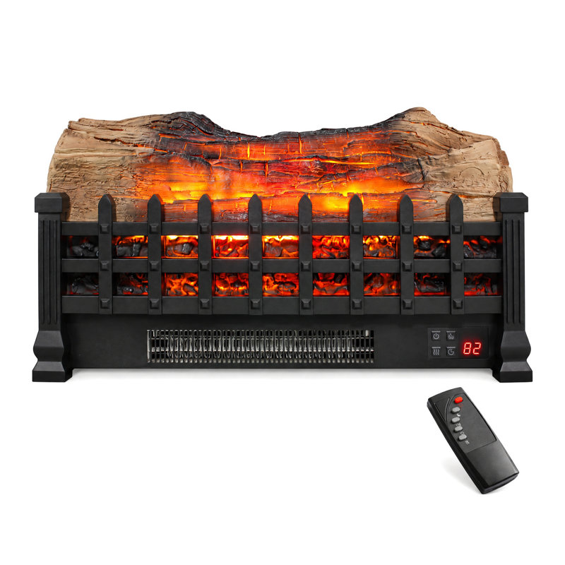 Foyer électrique encastrable 20 po avec ensemble de bûches 3D, chauffage 1400 W, luminosité de flamme réglable, télécommande et minuterie