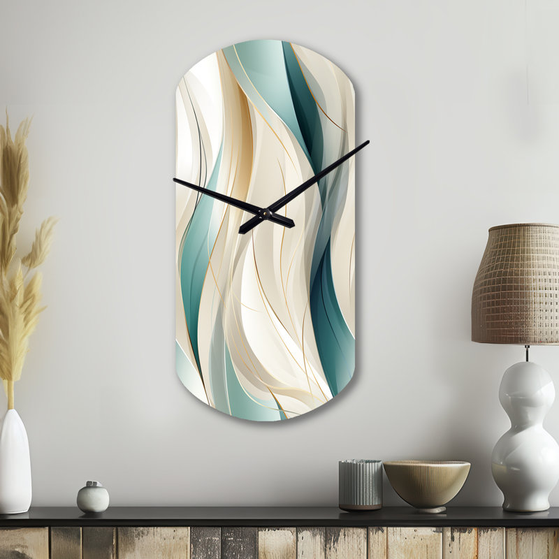 Subdued Elegance - horloge cylindrique abstraite en métal, impression d'horloge murale asymétrique moderne, Grand
