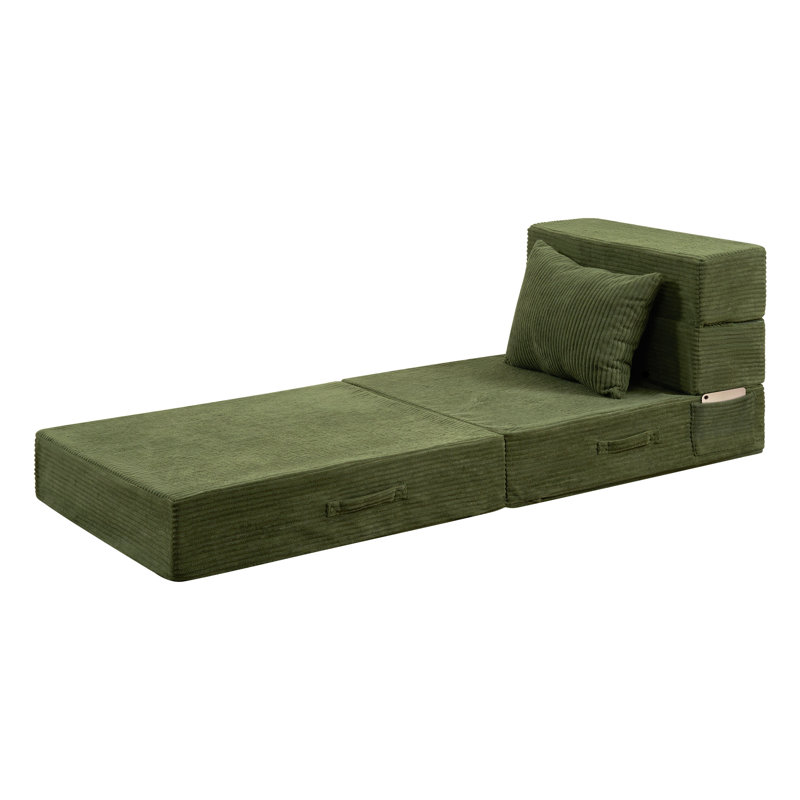 Chaise d'appoint supplémentaire convertible en canapé modulaire ou canapé-lit, Canapé de plancher simple 26 po, Vert