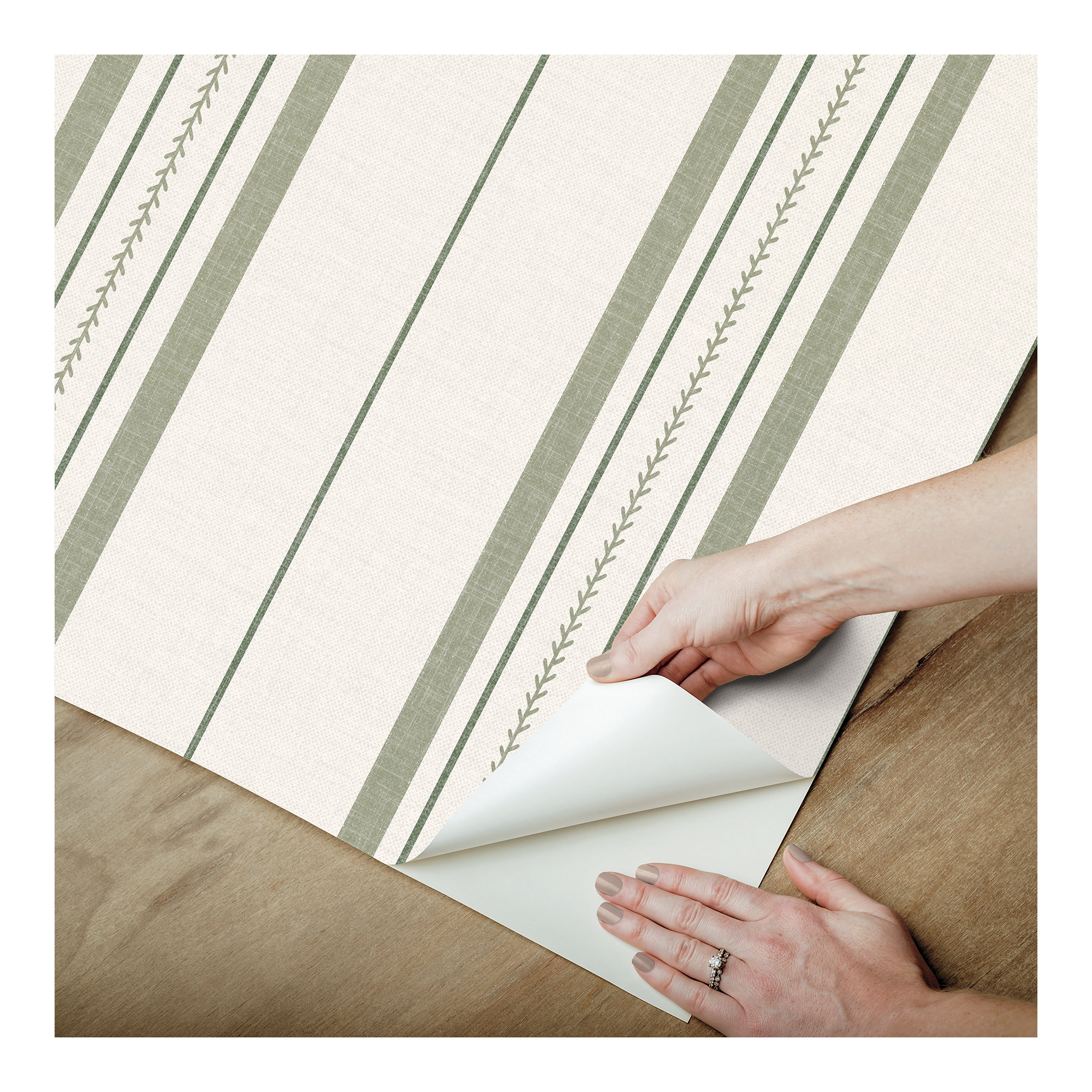 Townhouse Stripe Ivy Peel and Stick Wallpaper, Green