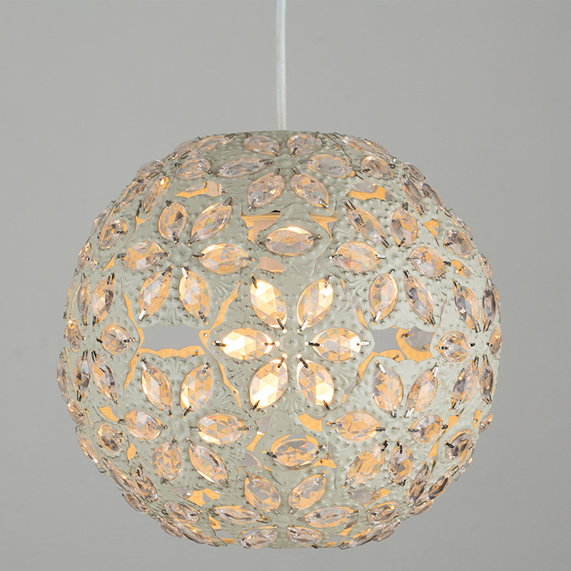 25cm H Metal Round Pendant Shade ( Screw On ) in Cream