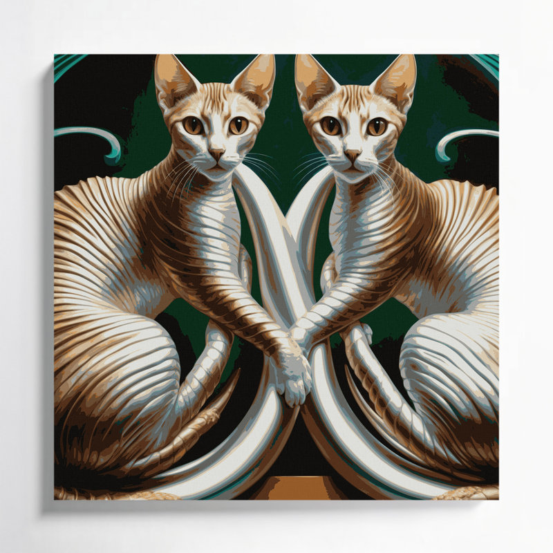 «Cats Cornish Rex Brown», art mural sur toile, H 16 po x l 16 po