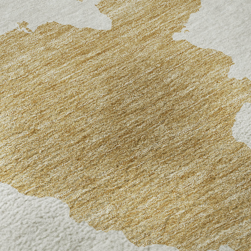 Premium Machine Washable Prisco Gold Rug, Rectangle 10' x 14'