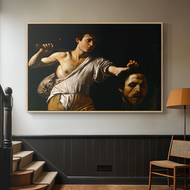 David avec la tête de Goliath (version de Vienne), v. 1607 - Toile tendue avec châssis Caravaggio, 26 x 40, Naturel