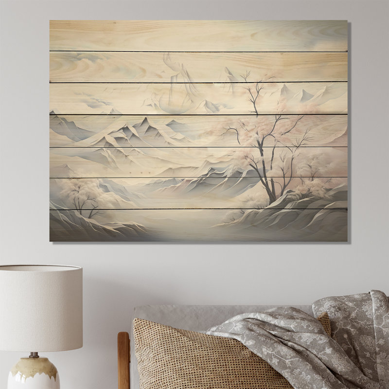 Snowy Mountain Peaks Serenity II - Winter Mountains sur impression sur bois, H 34 po x l 44 po x P 0,78 po