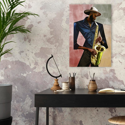 Sax Player - Multicultural Figurative Africanamerican Hats Art