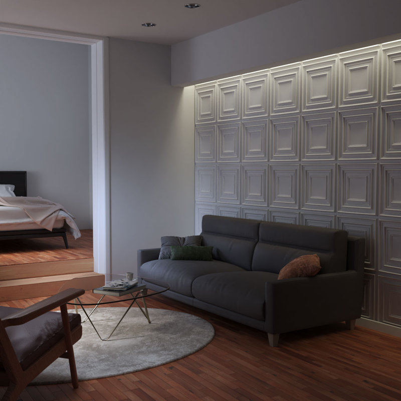 White Textured 3D PVC Decorative Wall Panels Set