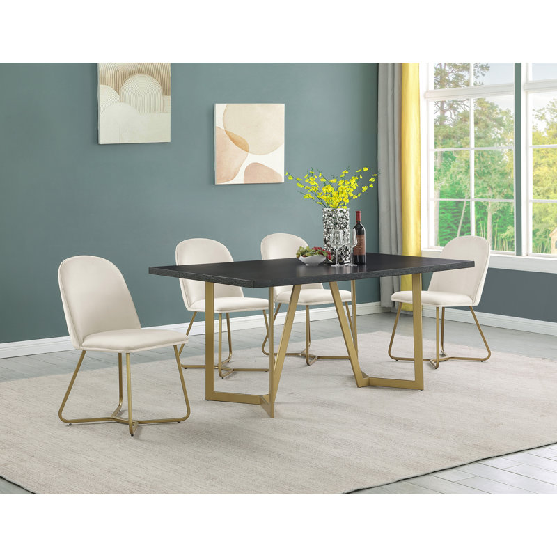 Ensemble repas pour 4 personnes Jakus, Noir, Crème