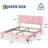 Upholstered Platform Bed with Velvet and Striped Headboard-1566697265