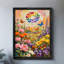 Art encadré noir, fleurs colorées rétro et beaux papillons dansant, impressions encadrées de style rétro-896048944
