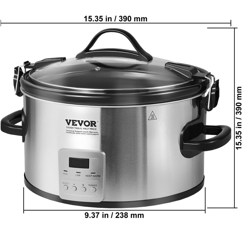 Mijoteuse électrique VEVOR, 7QT 280W avec réglages de chaleur à 3 niveaux, 8 pintes