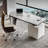 Gray Half-circle Sintered Stone Stainless Steel Desk,2-drawr-1929695339