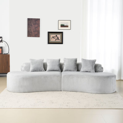 Simple Design Grey Curved Flannelette , Delicate Touch, Ideal For Reading Alone In Living Room Design, Grey, Comfortable Leaning And Resting,