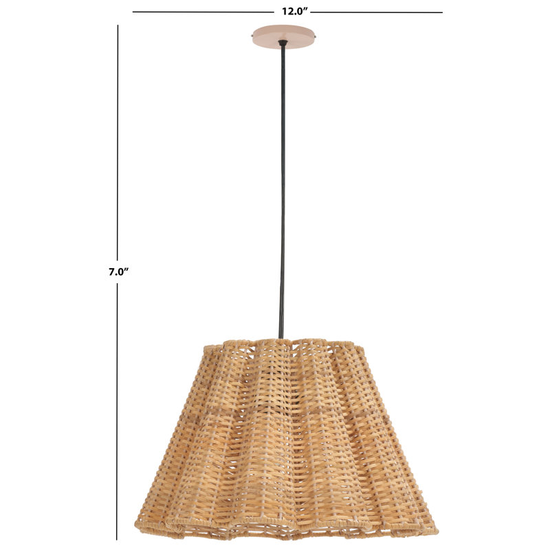 Luminaire suspendu naturel 1 lumière Carbry, H 7 po x l 12 po x P 12 po