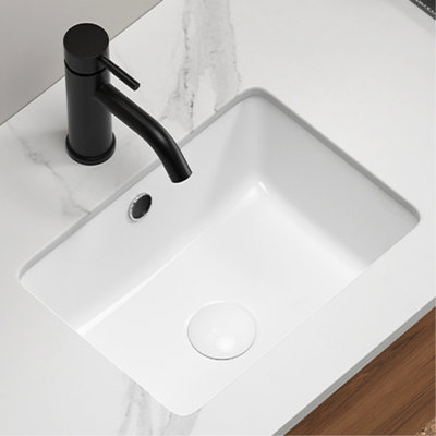 Lavabo de salle de bain encastré en céramique blanche de 18 po x 14 po, avec trop-plein encastré, conception lisse pour les salles de bain intérieures et traditionnelles laiteuses de 7 po de hauteur, lavabos de style américain