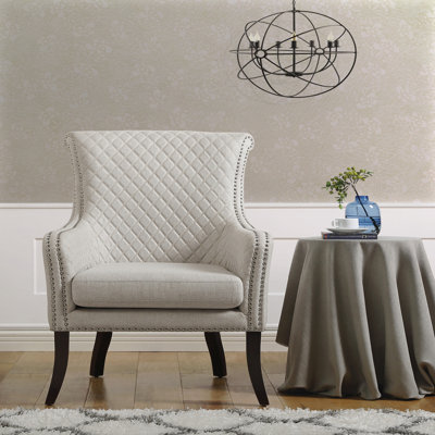 Chaise d'appoint - Coussin de siège classique rembourré en mousse avec garniture cloutée beige