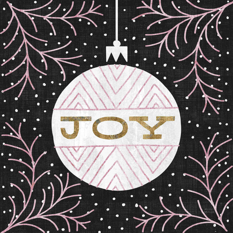 «Jolly Holiday Ornaments Joy Metallic» par Michael Mullan, reproduction sur toile tendue, H 20 po x l 20 po, Oui
