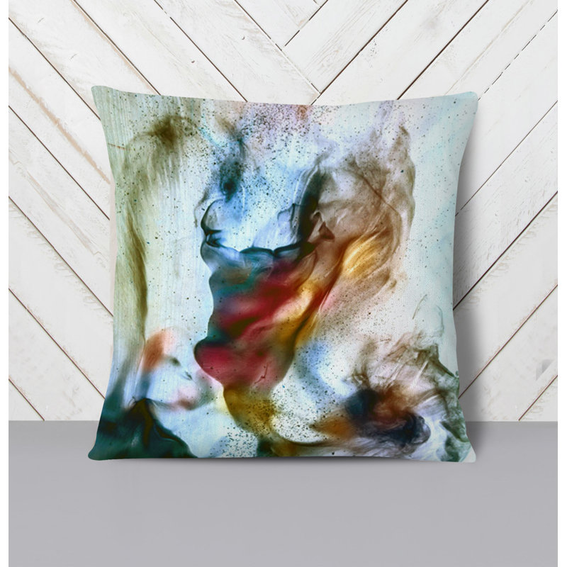 Throw Pillow With Insert, Blue/Red Abstract 1, 16"H x 16"W