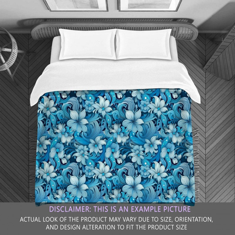 Machine Printed Comforter, Twin Extra Long Comforter, Blue