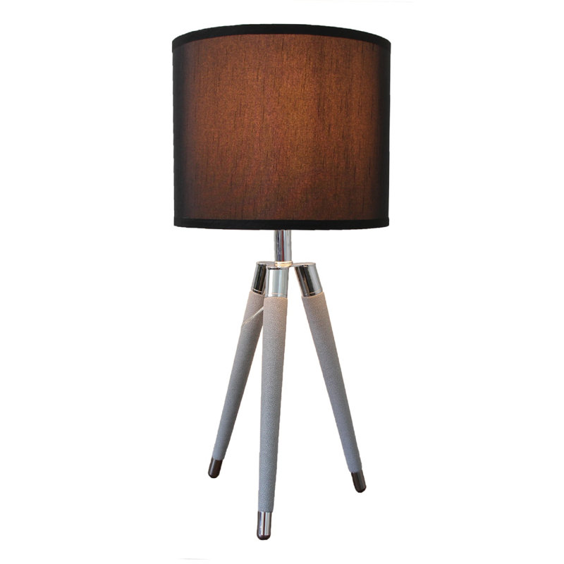 Molinari Metal Tripod Lamp, Black, 26.75" H x 12" W x 12" D, Light Grey
