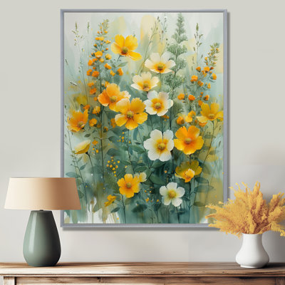 «Yellow Wildflowers Spring Awakening I» - Art mural fleurs sauvages