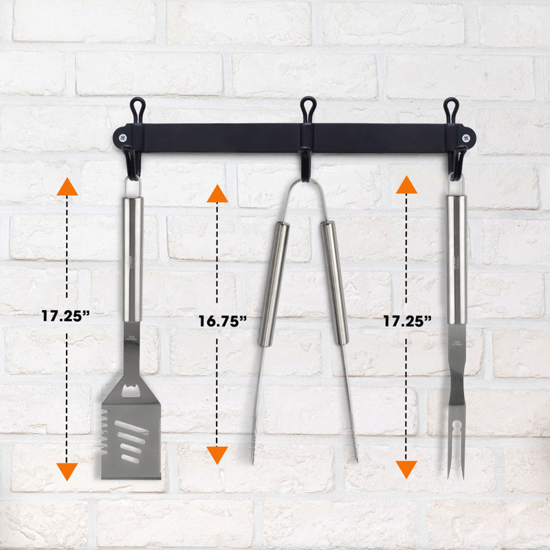 Cheer Collection Stainless Steel Non-Stick Dishwasher Safe Grilling Tool Set