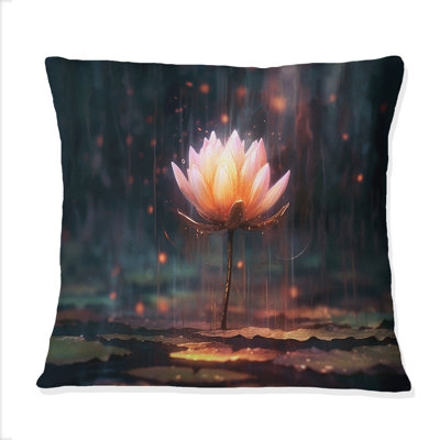 Cinematic White Lotus In Mystical Pond I - Lotus Printed Throw Pillow