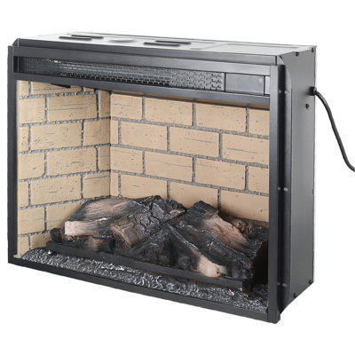 Infrared Quartz Heater Fireplace Insert - 23" Woodlog Version With Brick Design. 1500W Heat Output. 5000 /H. Realistic Flame. 4 Brightness Options. /Ul Approved. Double Features. Energy Efficient.