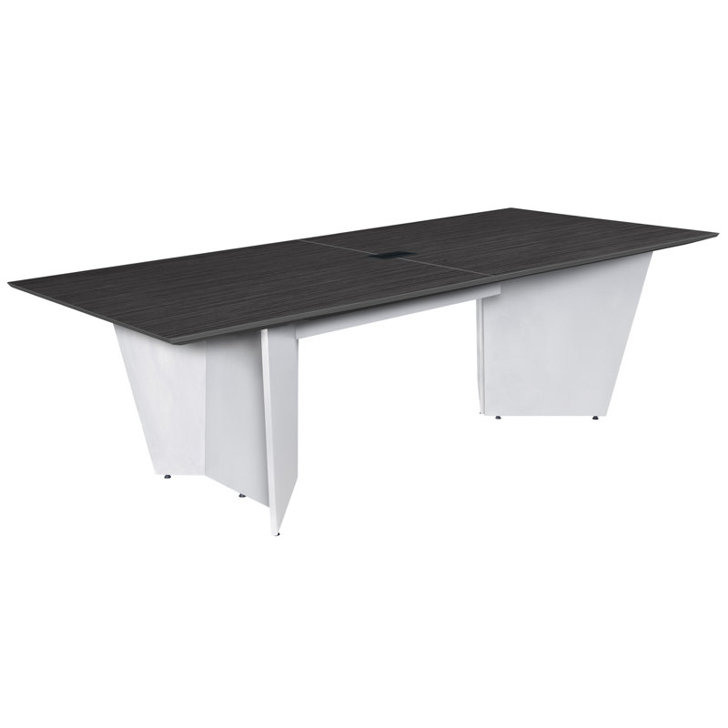 Table de conférence Array avec œillets de puissance, H 29 po x L 96 po x l 48 po, Bois de frêne gris / blanc