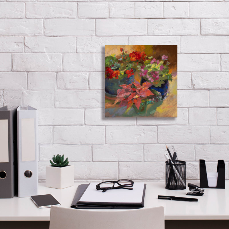 «Trois Rouges» par Christine Debrosky, art mural sur toile, H 12 po x l 12 po x P 0,75 po