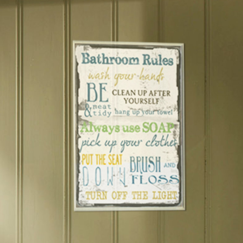 «Bathroom» - reproduction d'art textuel, H 19 po x l 13 po x p 0,5 po, Plaque murale