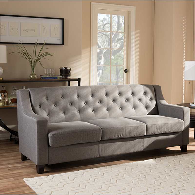 Canapé à accoudoirs carrés 77,36 po Erma, Mélange de polyester gris