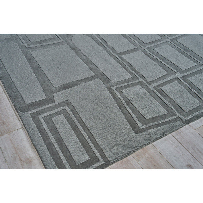 Tempo Hand Loomed Wool Abstract Area Rug in Charcoal/Gray