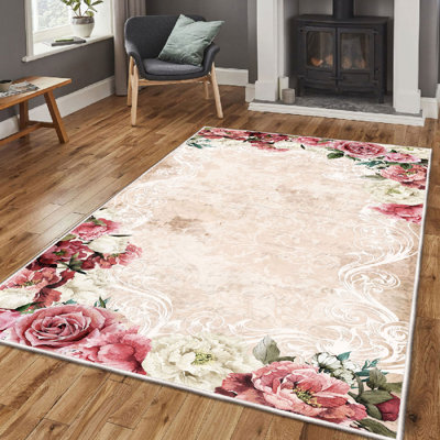 Luxury Hall Carpet - 100% Velvet Fabric, 3.3 x 9.8 ft | 100% Cotton Sole, Pile Height: 0.4 in, Total Height: 0.5 in | Antibacterial, Non-Slip, Machine Washable, 3D Digital Printing | Elegant Design for Home Décor